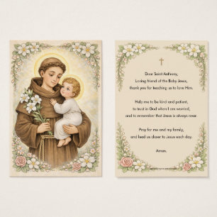 Cartes De Visite Saint Antoine et l'Enfant Jésus Prière des Enfants