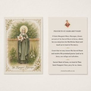 Cartes De Visite Saint Cœur de Sainte Marguerite-Marie Prière Saint
