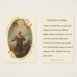 Cartes De Visite Saint Isidore, ouvrier agricole Prière religieuse