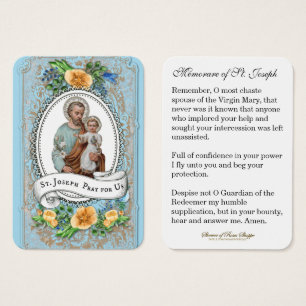 Cartes De Visite Saint Joseph Mémoire de la prière religieuse Cat