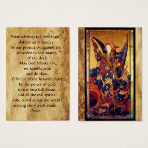 Cartes De Visite Saint Michael Vanquishing the Devil Prayer Card