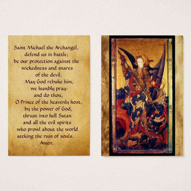 Cartes De Visite Saint Michael Vanquishing the Devil Prayer Card (Devant & derrière)
