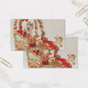Cartes De Visite Saint-Valentin victorien vintage, voiture avec des