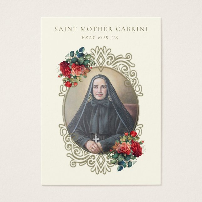 Cartes De Visite Sainte Mère Cabrini Catholique Prière religieuse r (Devant)