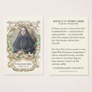 Cartes De Visite Sainte Mère Cabrini Catholique Prière religieuse r