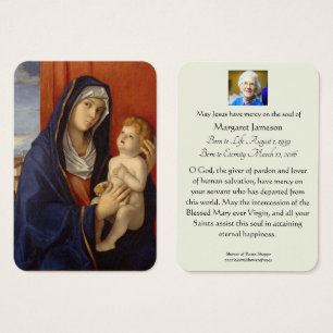 Cartes De Visite Sainte Vierge Marie Jésus Prière funéraire