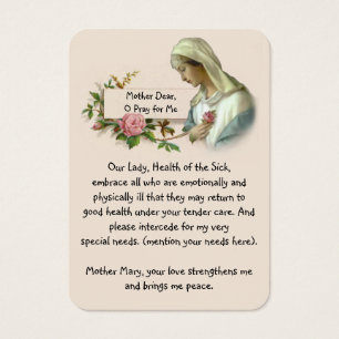 Cartes De Visite Sainte Vierge Marie Prière catholique pour la sant