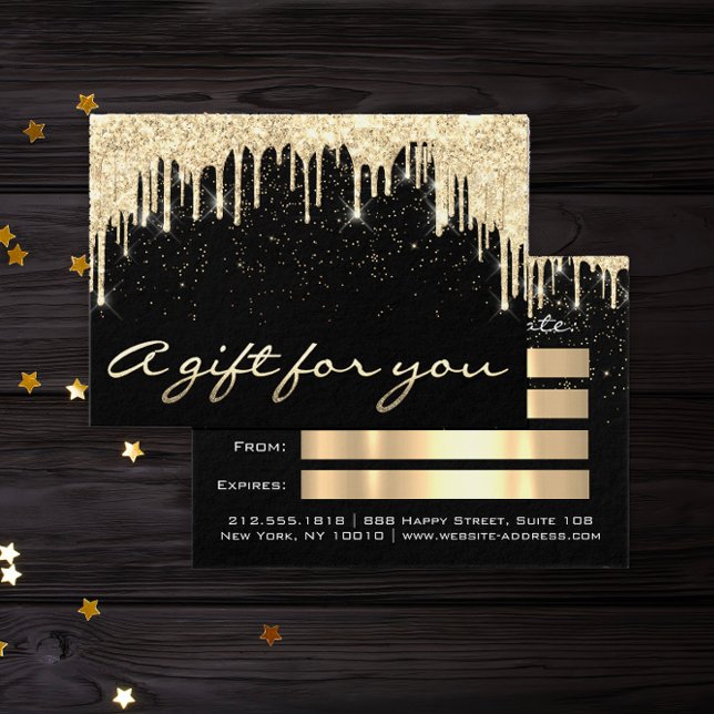 Cartes De Visite Salon de beauté de Noël Cheveux GoldConfetti Cadea (Christmas Beauty Salon Hair GoldConfetti Gift Drip)