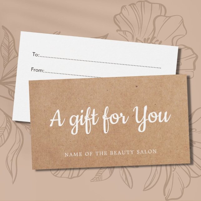 Cartes De Visite Salon de beauté Kraft imprimé blanc et simple (Créateur téléchargé)