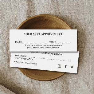 Cartes De Visite Salon de beauté minimaliste simple noir et blanc