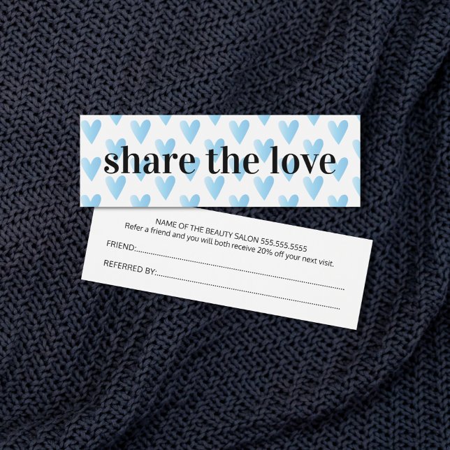 Cartes De Visite Salon de beauté moderne Cool Blue Hearts (Créateur téléchargé)