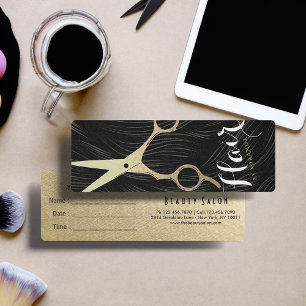 Cartes De Visite Salon de coiffure Ciseaux d'or Rendez-vous coiffeu
