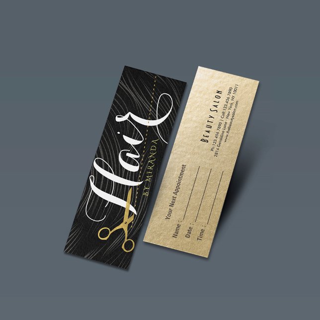 Cartes De Visite Salon de coiffure Ciseaux d'or Rendez-vous coiffeu (Créateur téléchargé)