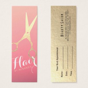 Cartes De Visite Salon de maquillage moderne ciseaux d'or rose