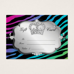 Cartes De Visite Salon Poison Card Bold Zebra Rainbow Pink Crown