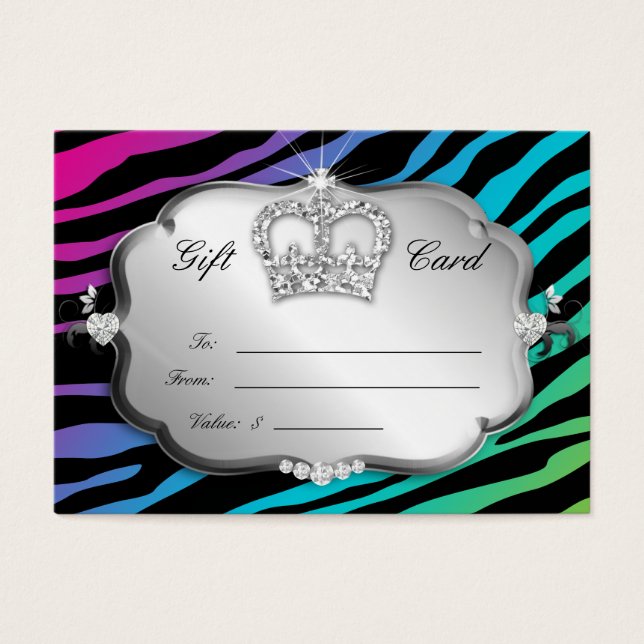 Cartes De Visite Salon Poison Card Bold Zebra Rainbow Pink Crown (Devant)