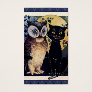 Cartes De Visite Salutation vintage de Halloween de hibou et de