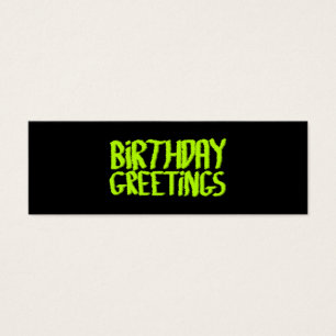 Cartes De Visite Salutations d'anniversaire. Vert et noir. Coutume