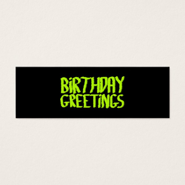 Cartes De Visite Salutations d'anniversaire. Vert et Noir. Personna (Devant)
