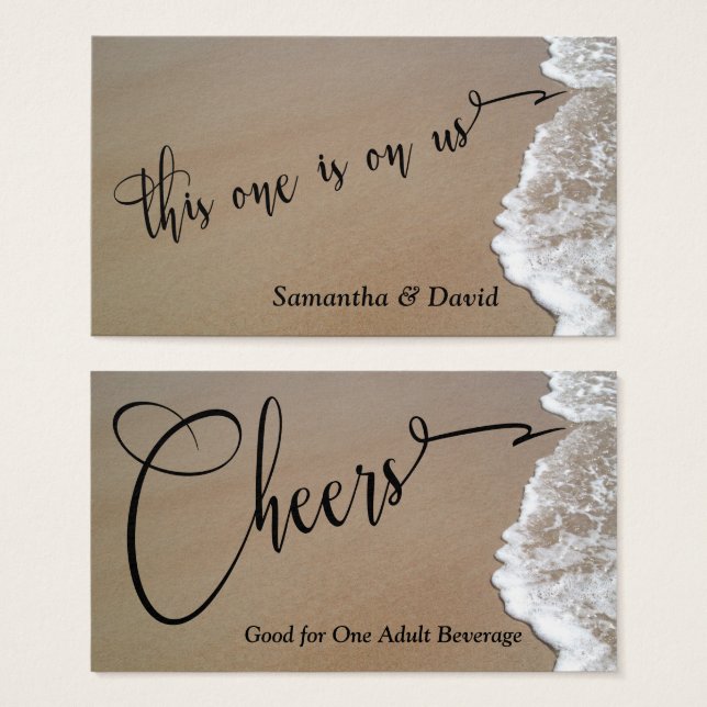 Cartes De Visite Sand & Foam Beach Photo Bar Event Boissons Billets (Devant & derrière)