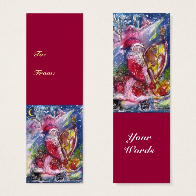 Cartes De Visite SANTA CLAUS JOUER LA CHEVAUCHE EN LUNDI Noël (Devant & derrière)