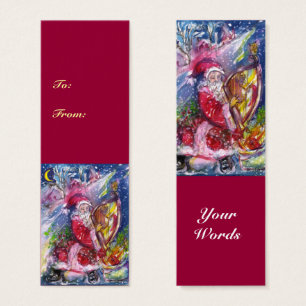 Cartes De Visite SANTA CLAUS PLAYING HARP IN MOONLIGHT Christmas