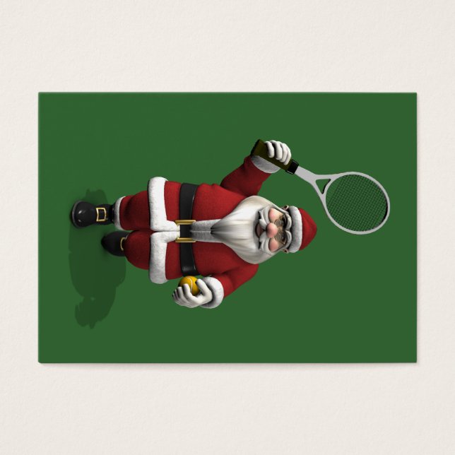 Cartes De Visite Santa Claus Playing Tennis (Devant)