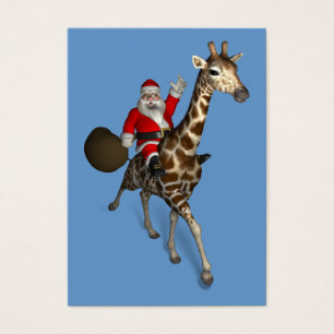 Cartes De Visite Santa Claus Sur La Giraffe