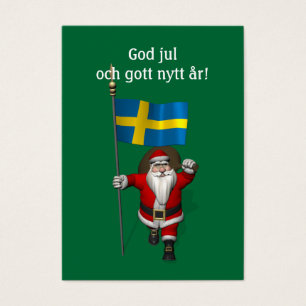 Cartes De Visite Santa Claus With Ensign Of Sweden