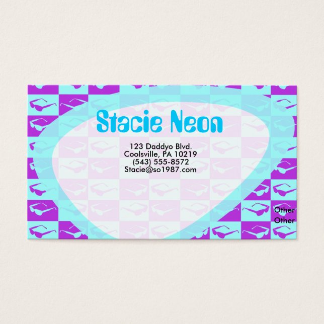 Cartes De Visite Sassy Eighties Checks Amusants Art Design Vibes (Devant)