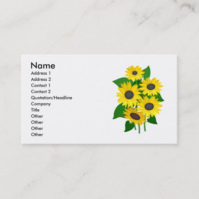 Cartes de visite Sassy Sunflowers (Devant)