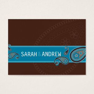 Cartes De Visite SAVE THE DATE :: Paisley - choc & turquoise