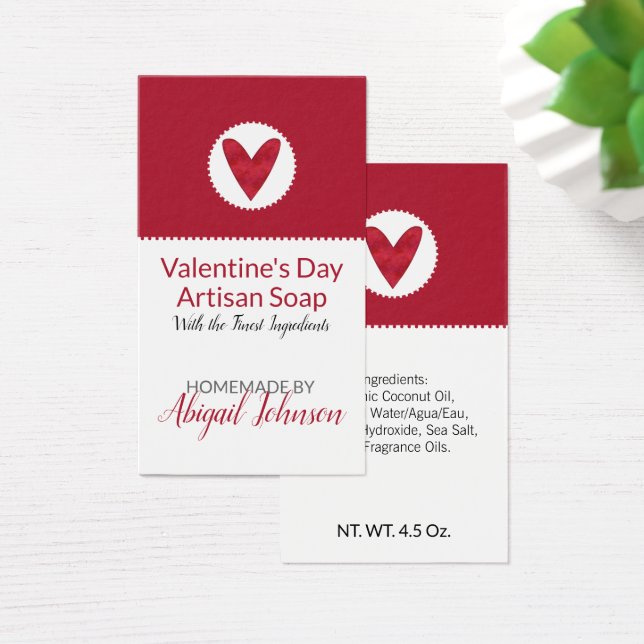 Cartes De Visite Savon fait main pour la Saint-Valentin Rouge Cœur (Bureau)