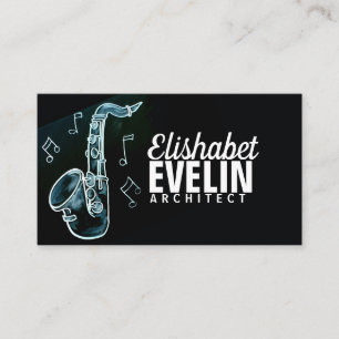 Cartes de visite saxophones en tableau noir