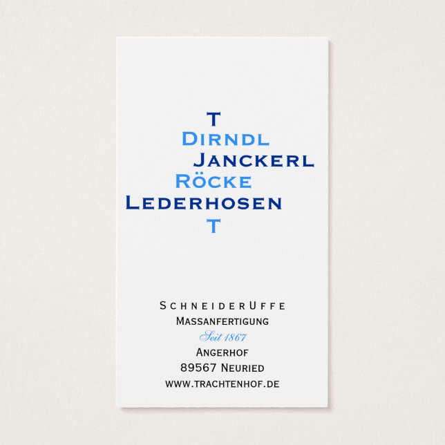 Cartes De Visite Schneider Visitenkarten (Dos)