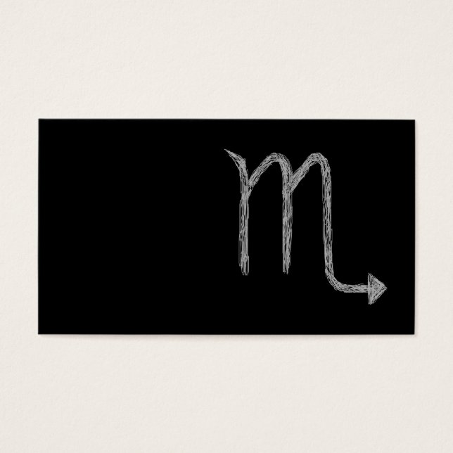 Cartes De Visite Scorpio. Panneau astrologie zodiaque. Noir. (Devant)
