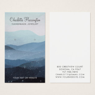 Cartes De Visite Script Earring Blue Mountains Jewelry Display Card