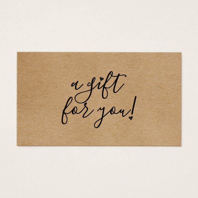Cartes De Visite Script Hearts Rustic Kraft Gift Card (Devant)