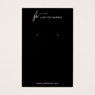 Cartes De Visite Script noir élégant Monogramme Éveil moderne