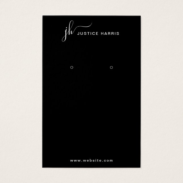 Cartes De Visite Script noir élégant Monogramme Éveil moderne (Devant)