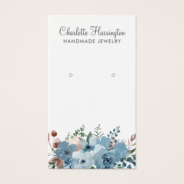 Cartes De Visite Script portant Dusty Blue Floral (Devant)