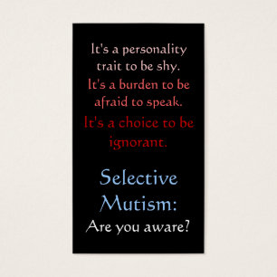 Cartes De Visite Selective Mutism Awareness