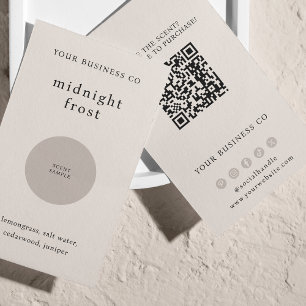 Cartes De Visite Sent Échantillon Tester parfum Beige QR Code Card