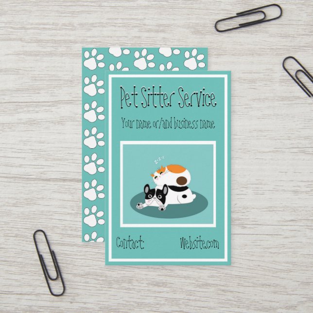 Cartes de visite - Service de garde d'animaux Empr (Devant/Arrière en situation)