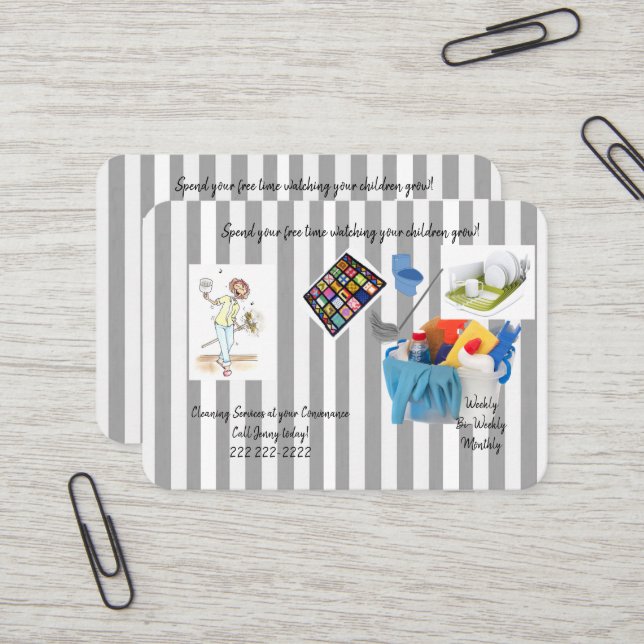 Cartes de visite, Services de femme de ménage (Devant/Arrière en situation)