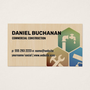 Cartes De Visite Services de réparation de bâtiments Fond en bois