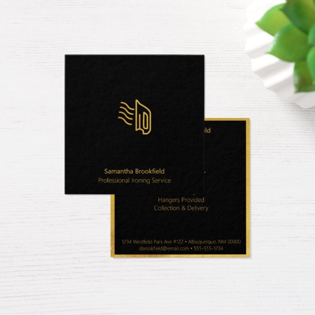 Cartes De Visite Services de repassage professionnels Black Gold Sq (Bureau)