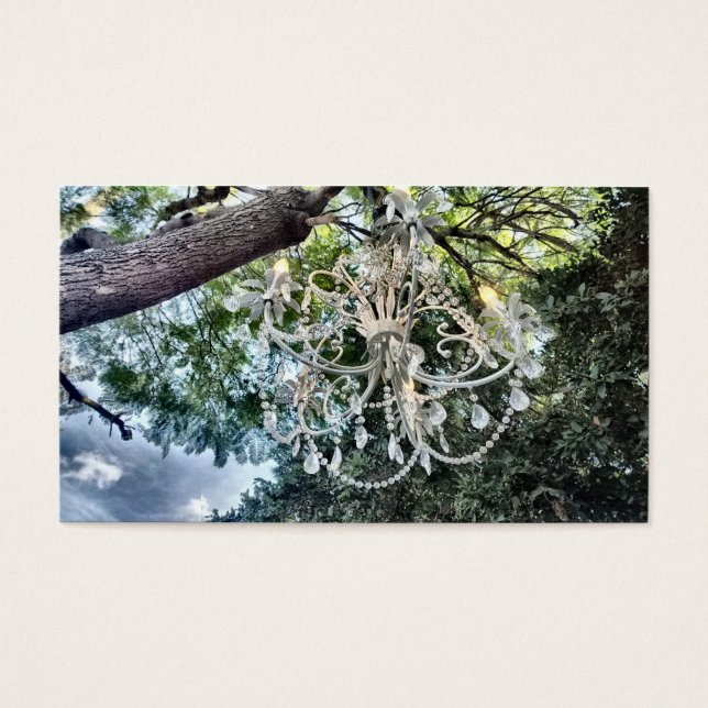 Cartes De Visite Shabby Chic White Crystal Chandelier (Devant)