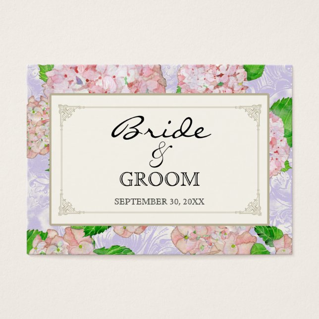 Cartes De Visite Siège de table Rose d'escorte Hydrangea dentelle f (Devant)