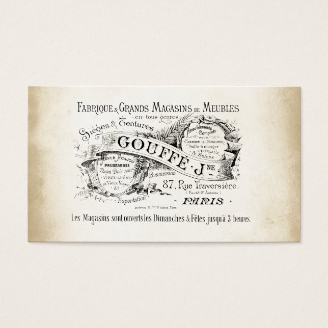 Cartes De Visite SIGNE DU GRAND magasin français (Devant)